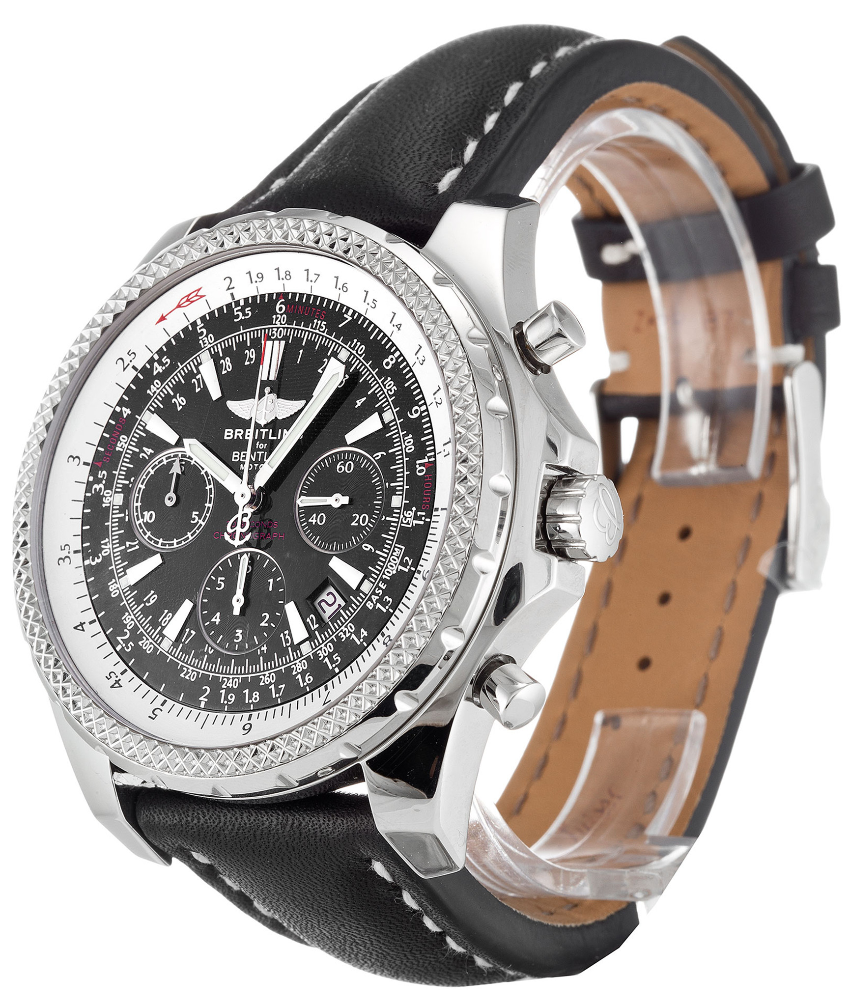 Replica Breitling Bentley Motors Black Dial Leather Strap A25362