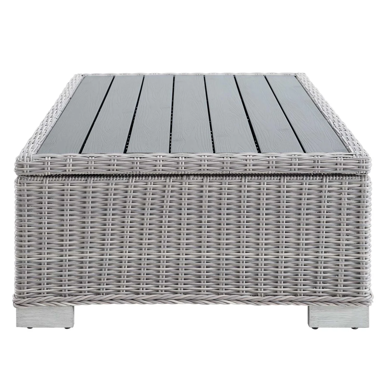 Modway Conway 45" Outdoor Patio Wicker Rattan Coffee Table in Light Gray