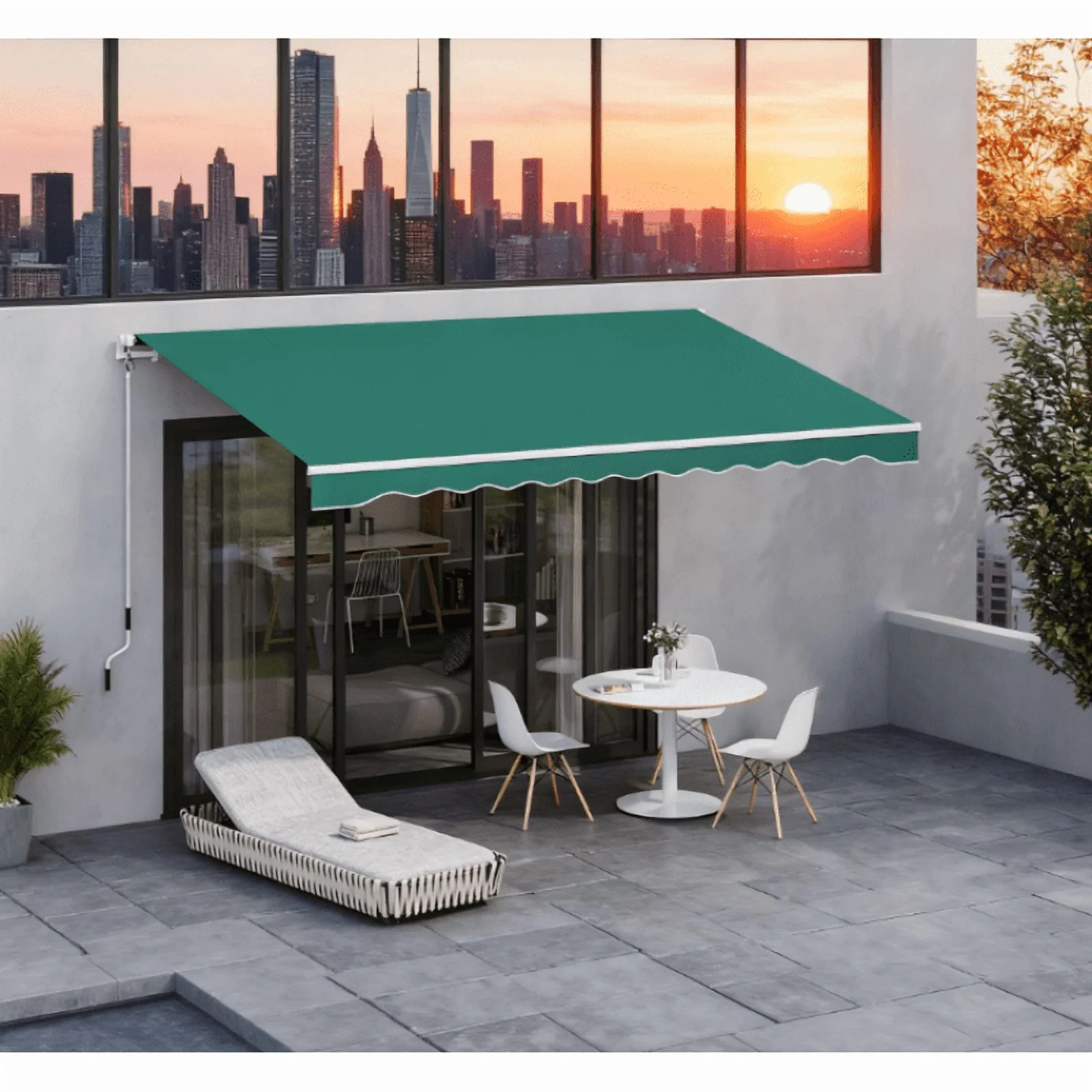 Retractable Awning, Patio Awnings, Sunshade Shelter w/ Manual Crank Handle On-Site