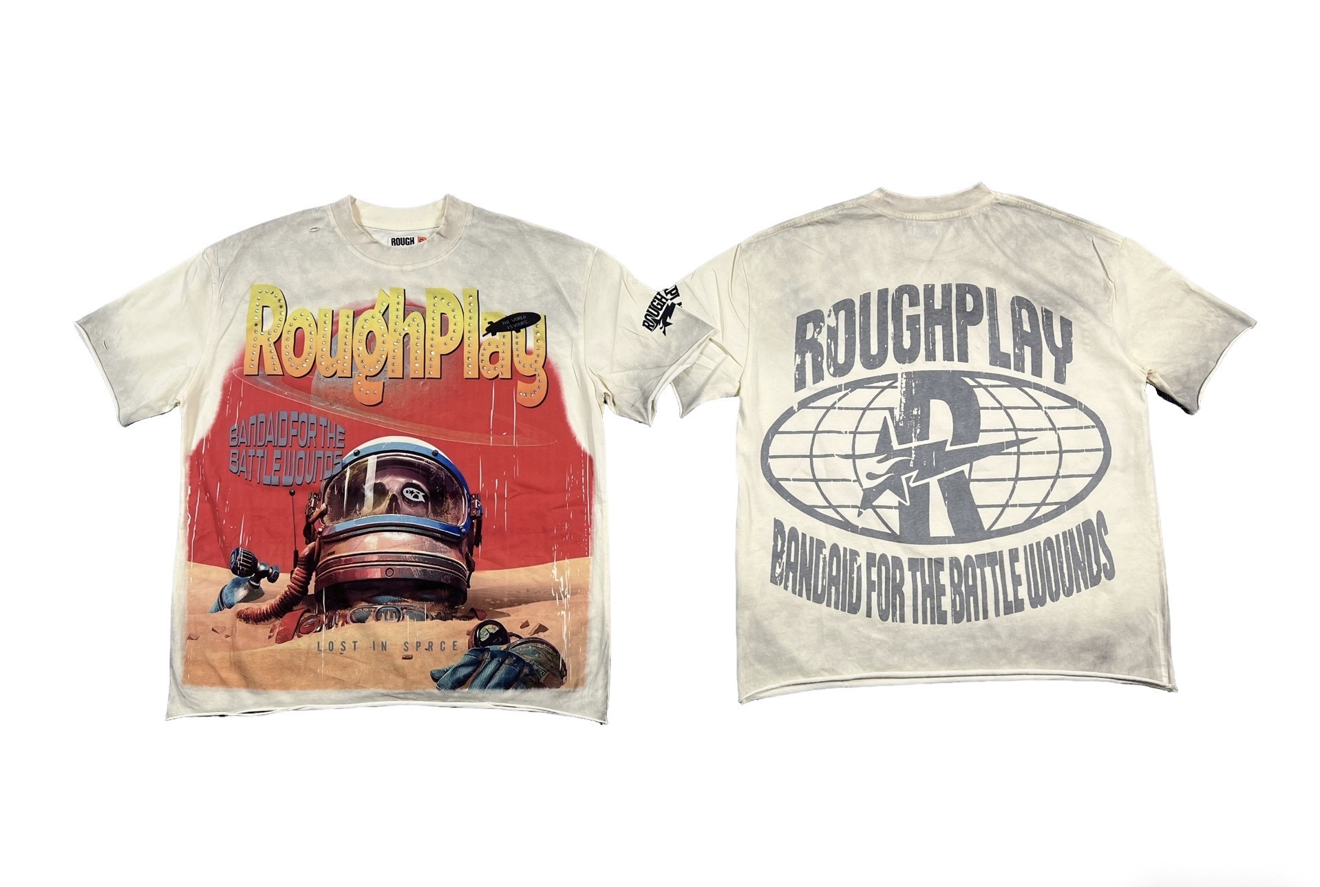 Desert rusty robot skull print short-sleeved shirt