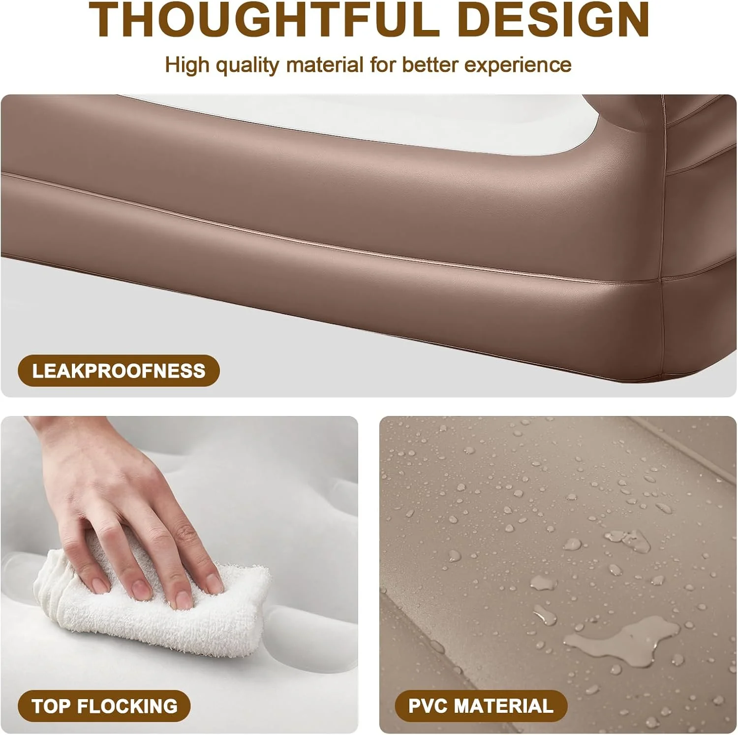 Twin Size Air Mattress Inflatable Sofa，Double Inflatable Chair for Adults-Flodable Blow Up Couch Lounger-Portable Air Sofa for Indoor Living/Tent Camping/Outdoor Activitie（Dark Brown）