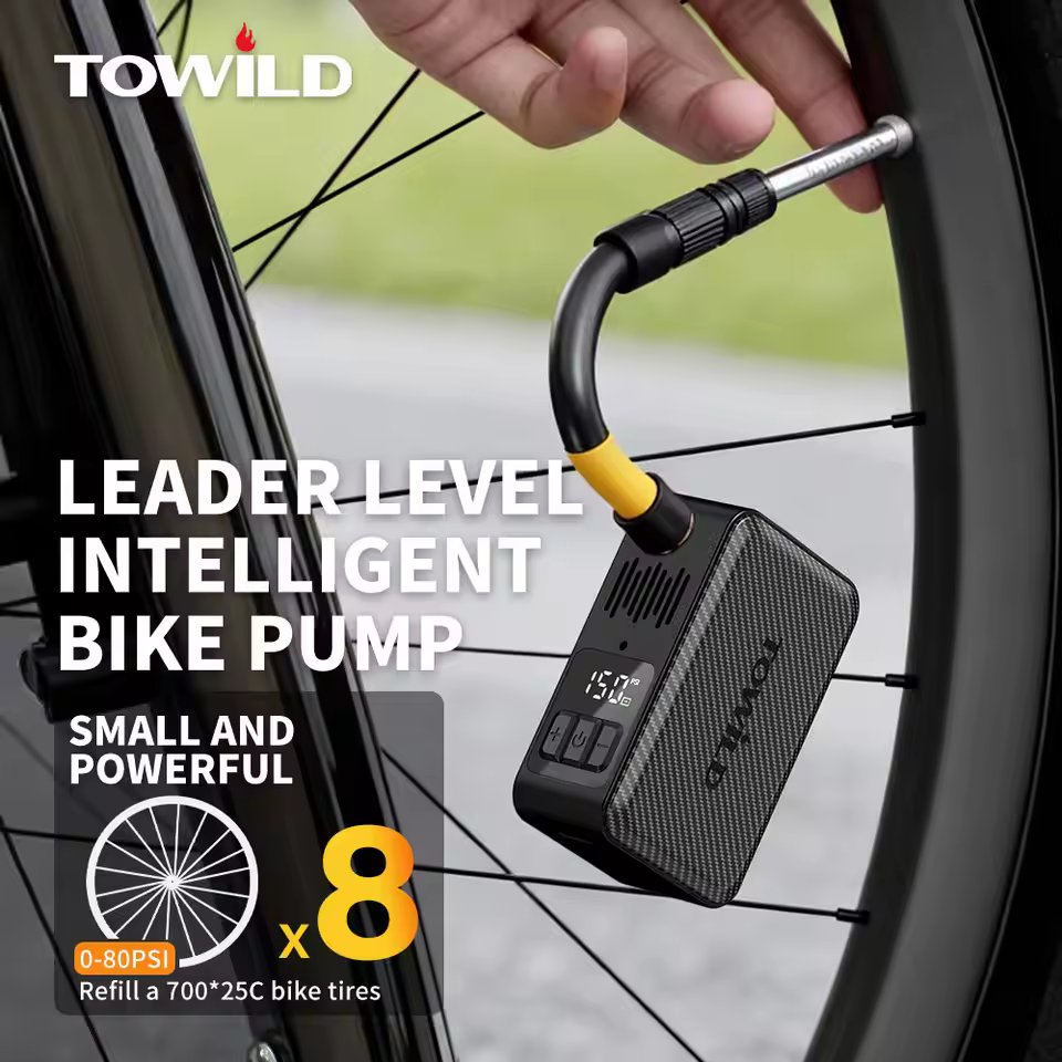 TOWILD A15 Intelligent Bike Air Pump 150PSI High Pressure Mini Portable Electric Pump For AV/FV Tire Inflator Bike Accessories