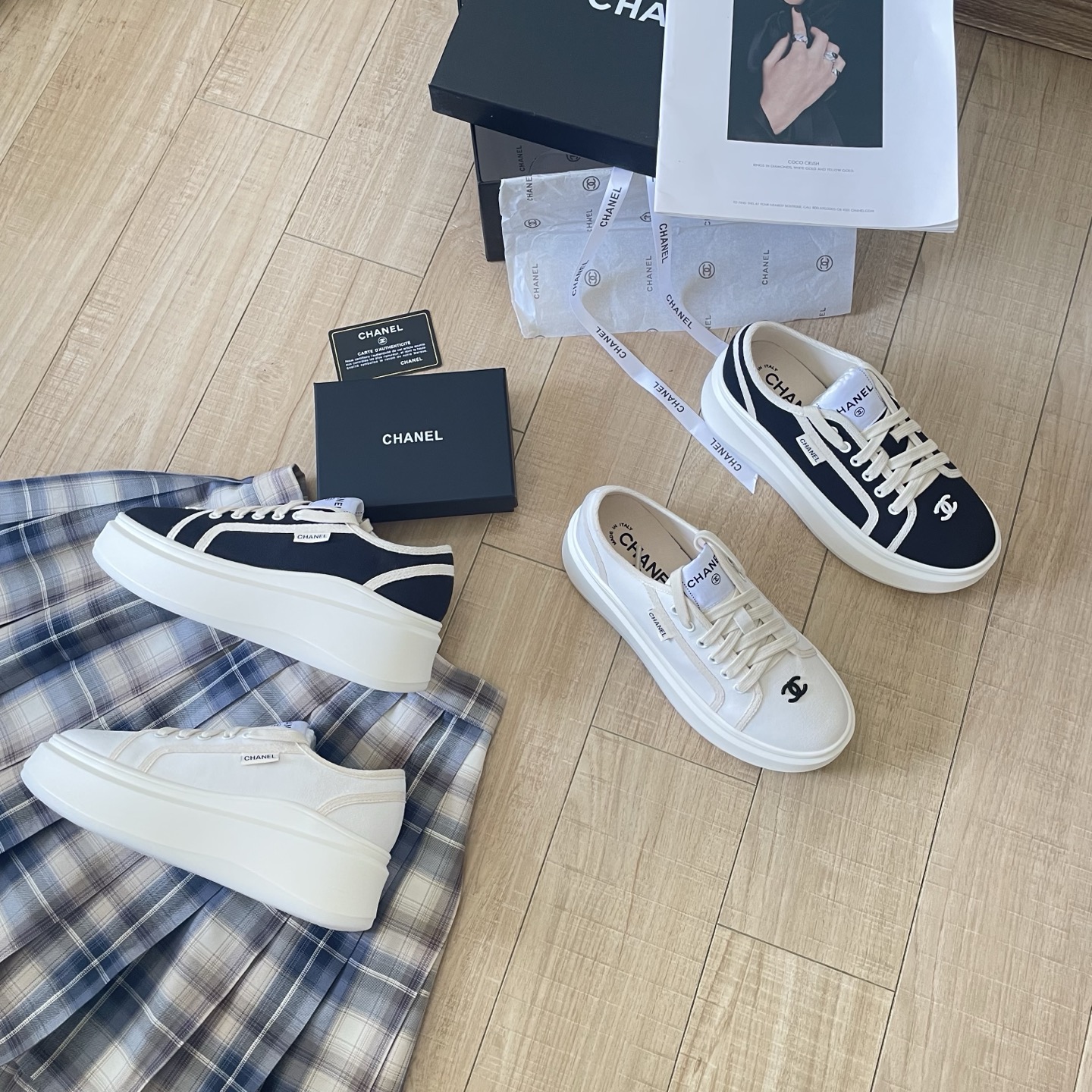 Chanel CC Logo Canvas Platform Sneakers