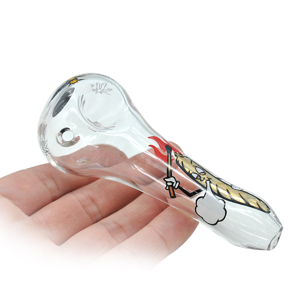 Printed Clear Glass Spoon Pipe