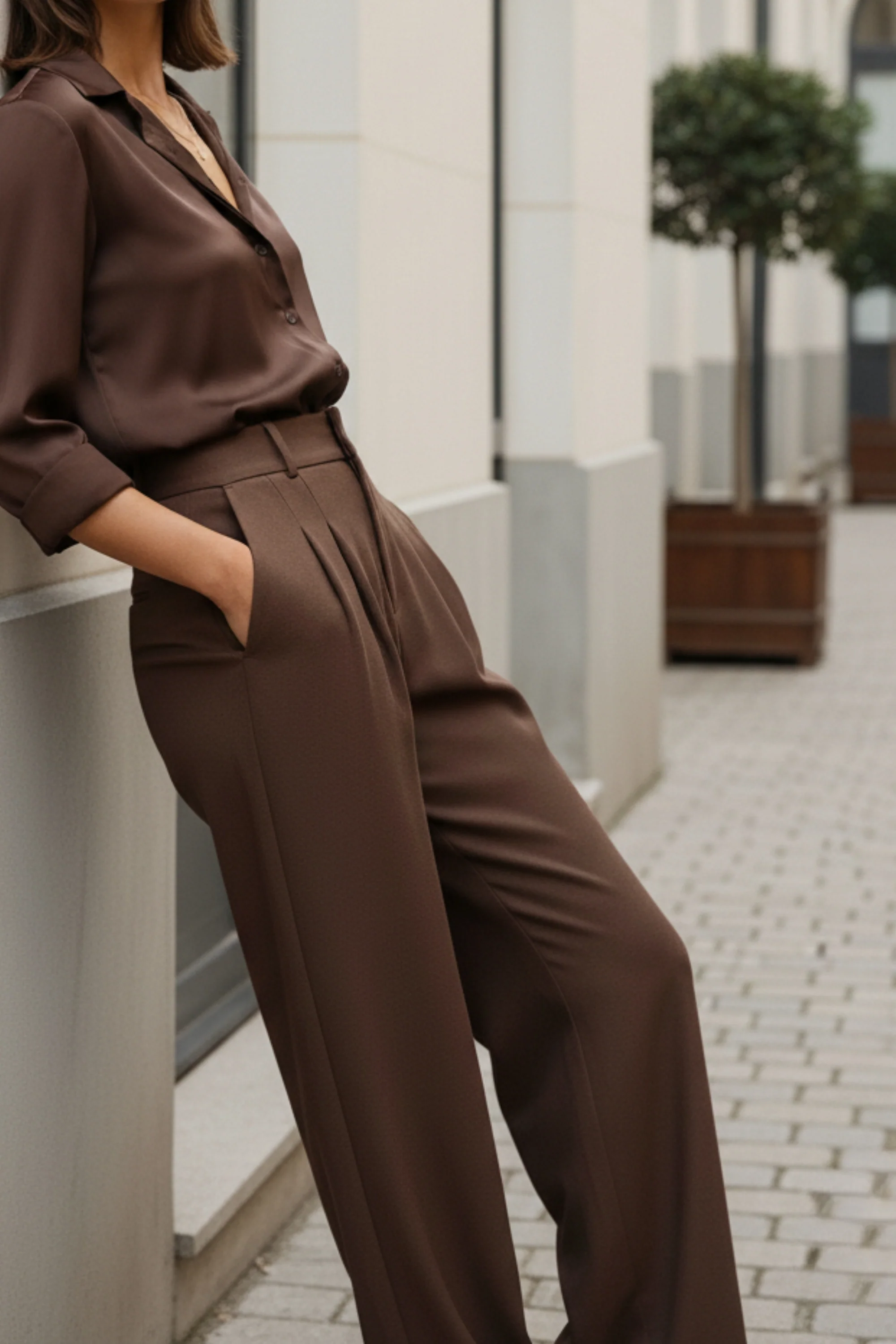 Rustic Brown High Waist Trouser