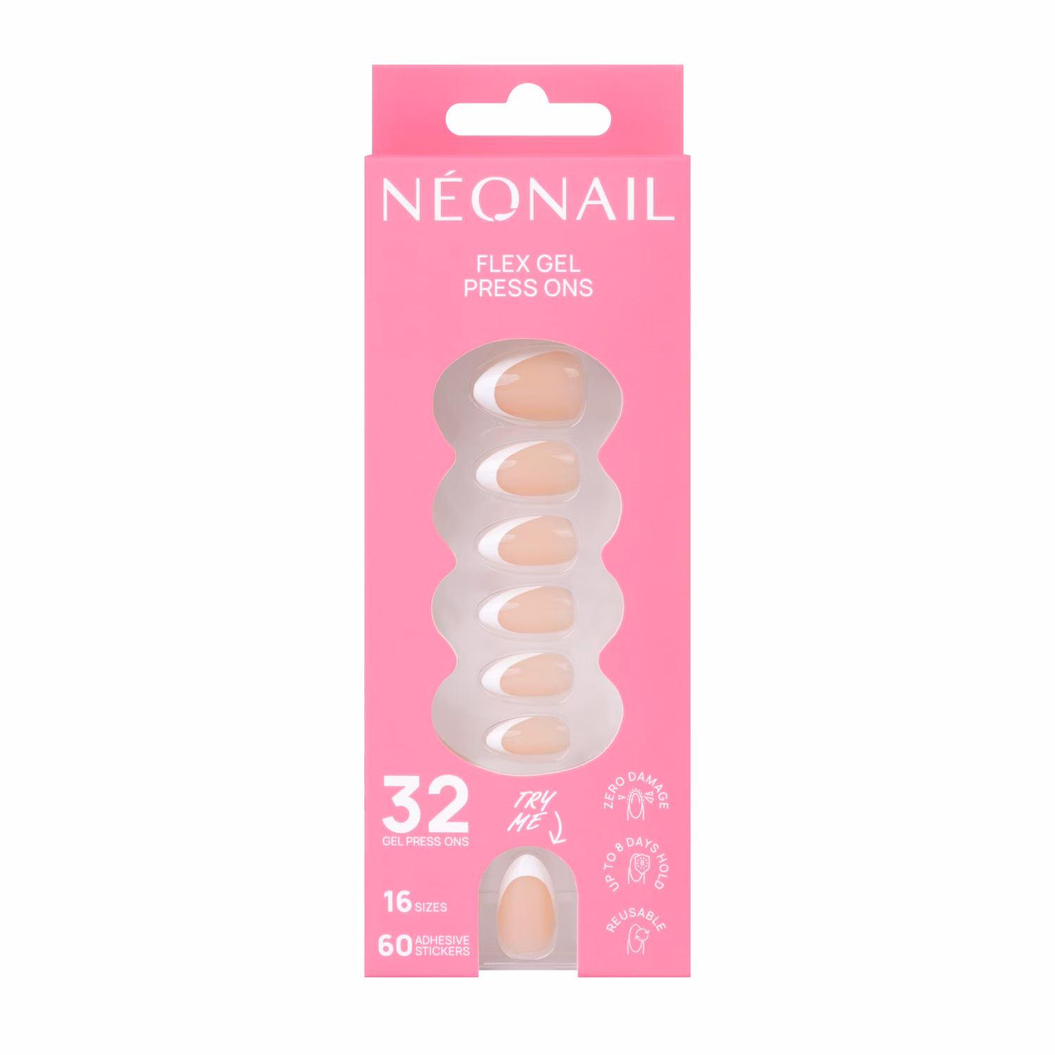 Flex Gel Press Ons 32 Stk - Perfect French Medium Almond