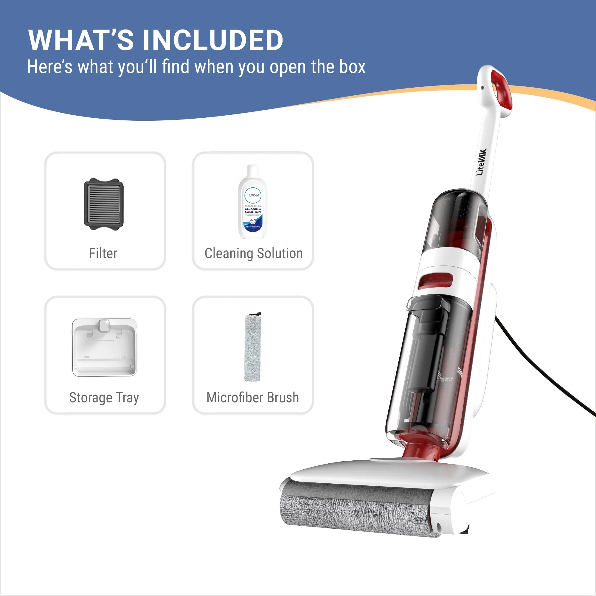 LiteVak Wash 3 in 1 Vacuum, Mop & Self Clean System by Tineco