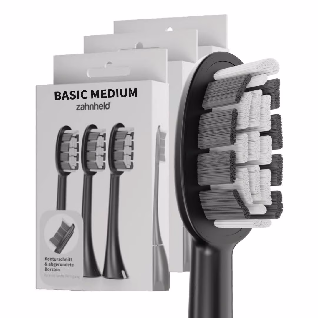 Bürstenkopf Basic Medium weiß (9 Stück) - mittelharte Wechselköpfe