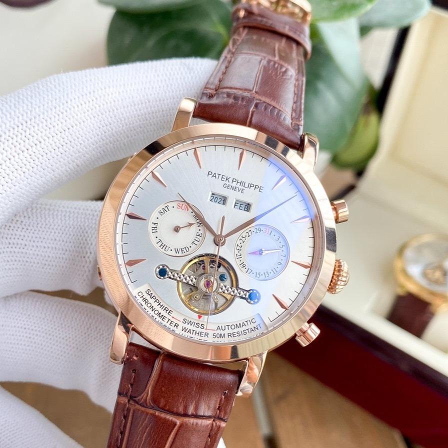 PATEK Watch ANNUAL CALENDAR 42MM TOURBILLON LEATHER STRAP Watch