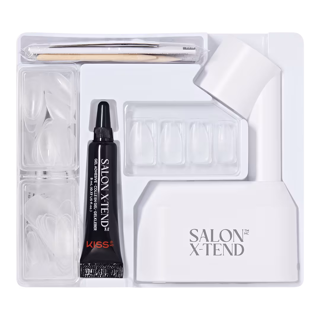 Kiss  Salon X-tend Medium Almond Press On Nails LED Gel Nail Kit, Clear