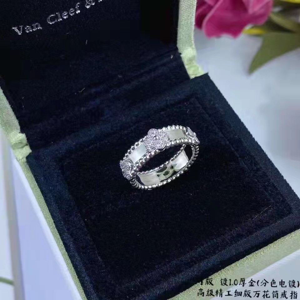 Van Cleef Perlée Ring Replica, Rose Gold & White Gold
