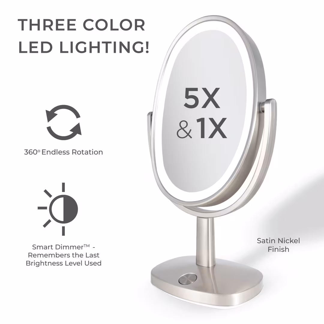 Zadro  Newport LED Lighted Makeup Mirror with 5X/1X, Touch Control