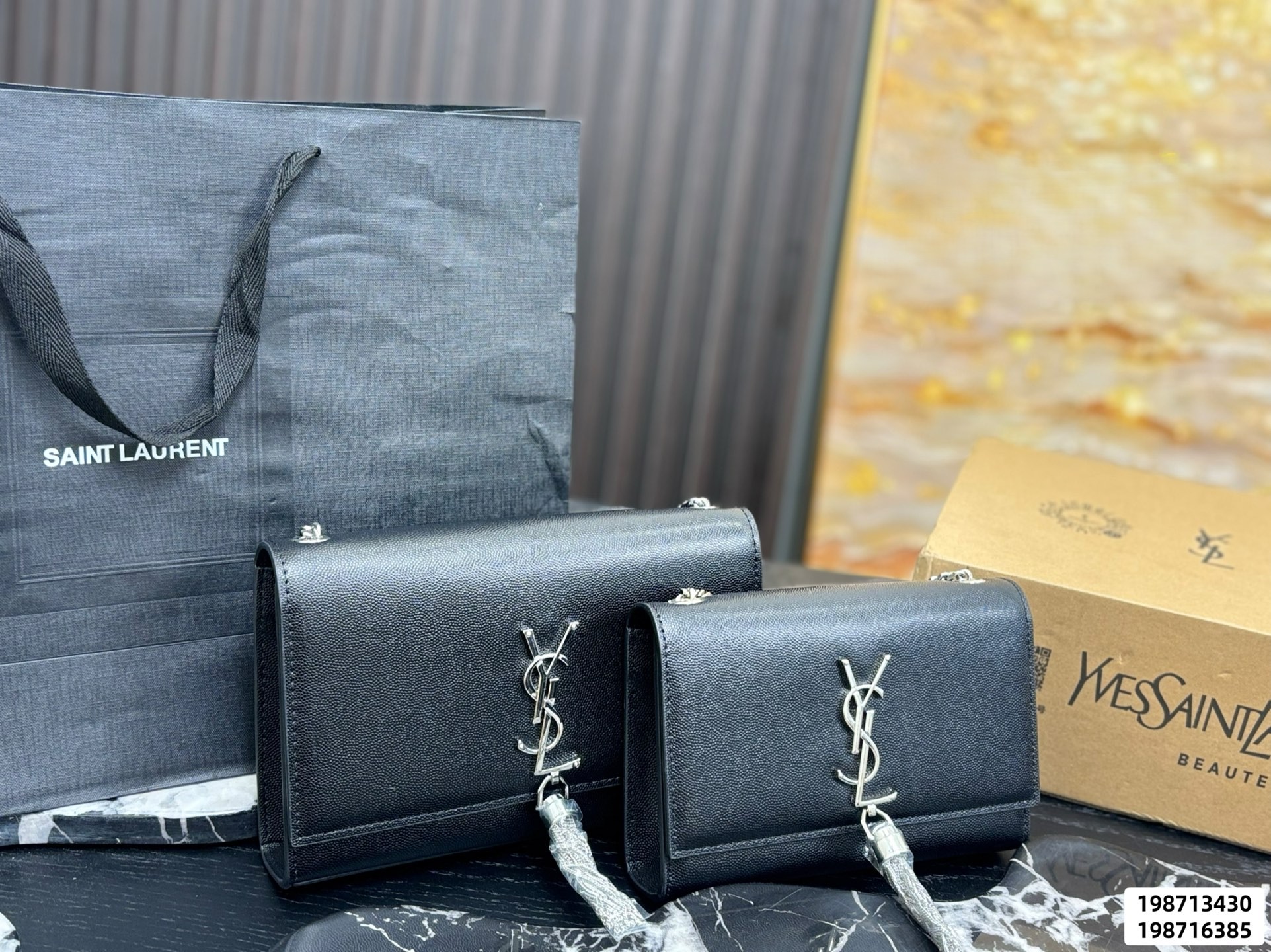 YSL Kate Small& Medium Grained Leather Chain Gold/Silver Tassel Shoulder Bag