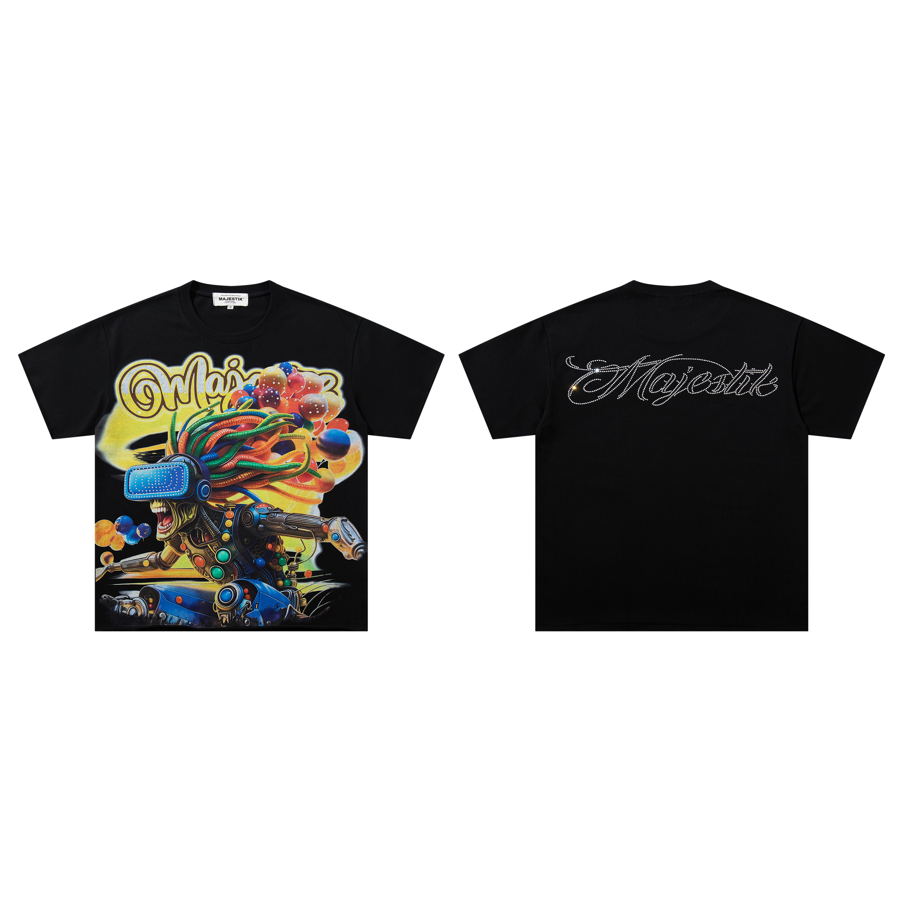 Colorful high-tech machine thread-end printing short-sleeved shirt
