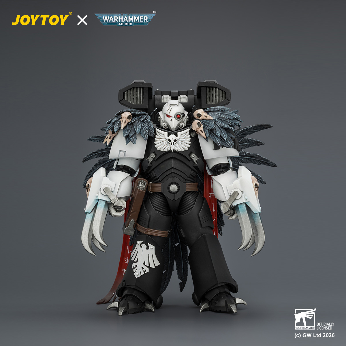 JOYTOY JT04742 Warhammer 40k 1:18 Raven Guard Chapter Master Aethon Shaan with Claws of Severax and Heavy Bolt Pistol - JOYTOY WORLD