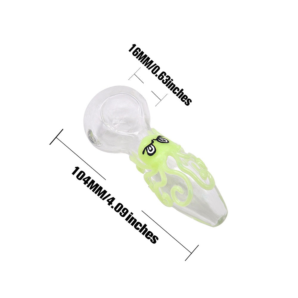Glow-In-The-Dark Octopus Glass Pipe