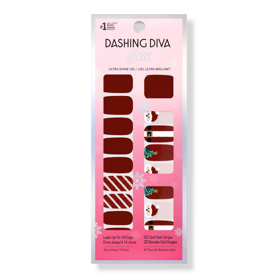 Dashing Diva  GLOSS, Gel Nail Strips, Santa's Little Mani
