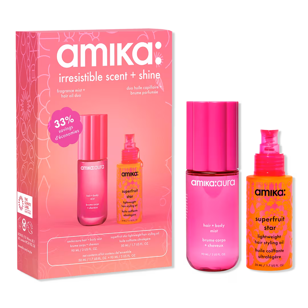 amika  Irresistible Scent and Shine Fragrance Mist and Hair Oil Duo