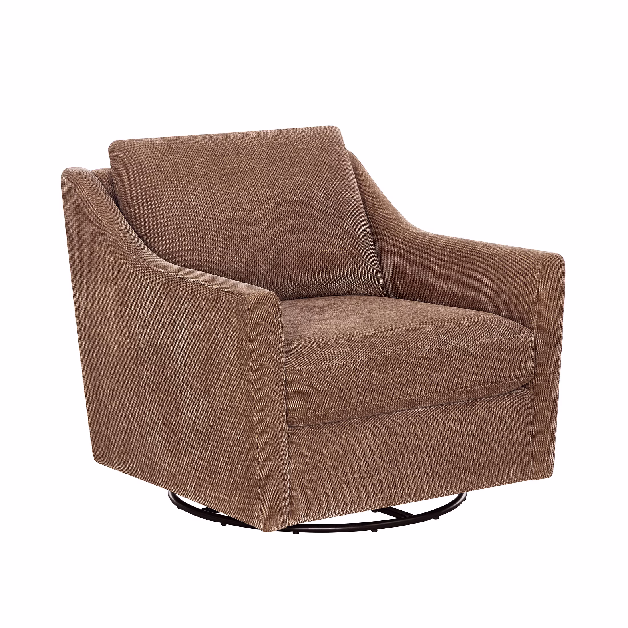 My Texas House Roan Swivel Accent Chair, Brown Fabric Upholstery