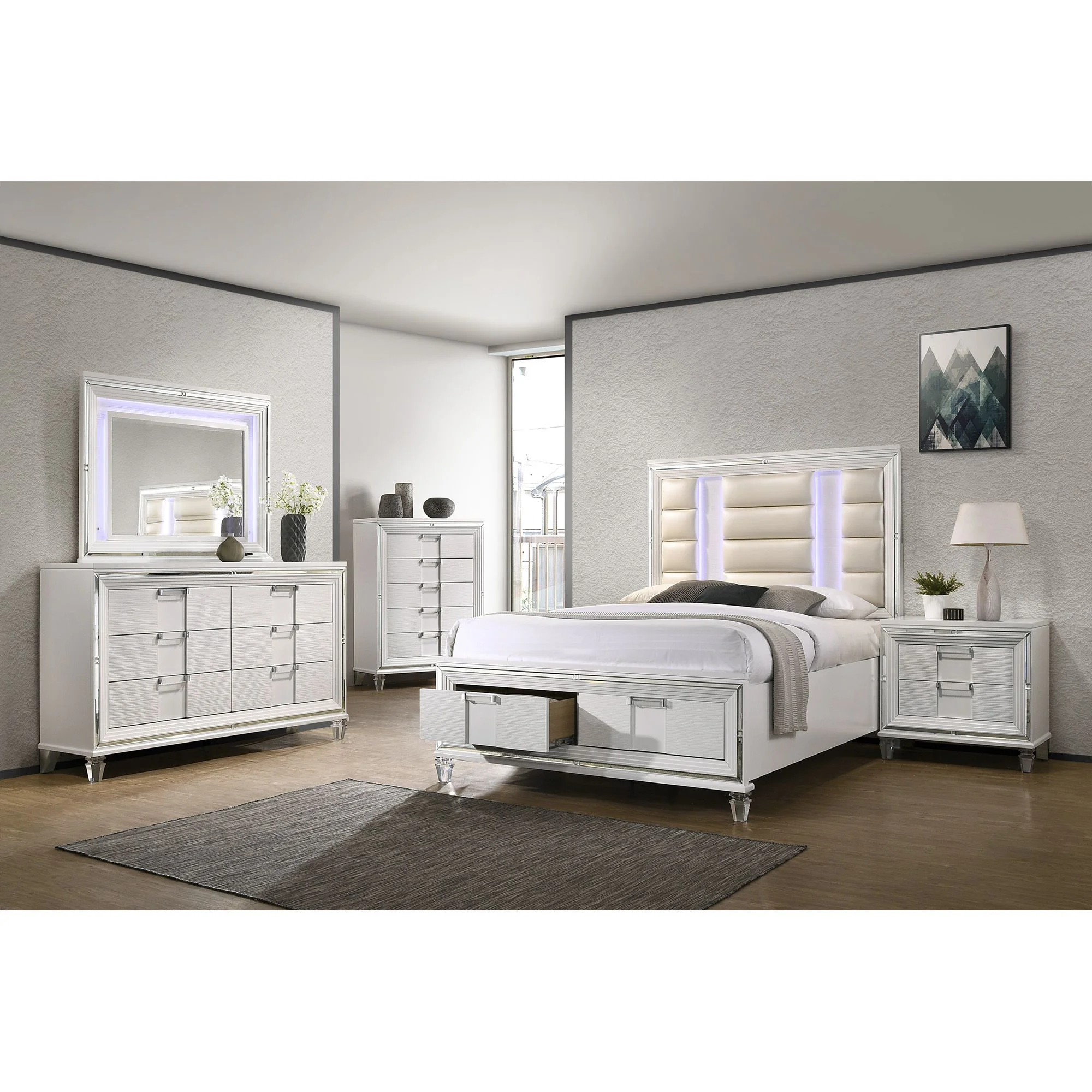 Picket House Furnishings Charlotte Queen Storage 5PC Bedroom Set in White