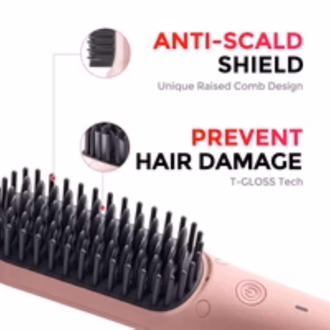 TYMO Beauty  Ionic Mini Hair Straightening Brush + Anti-Dandruff Shampoo