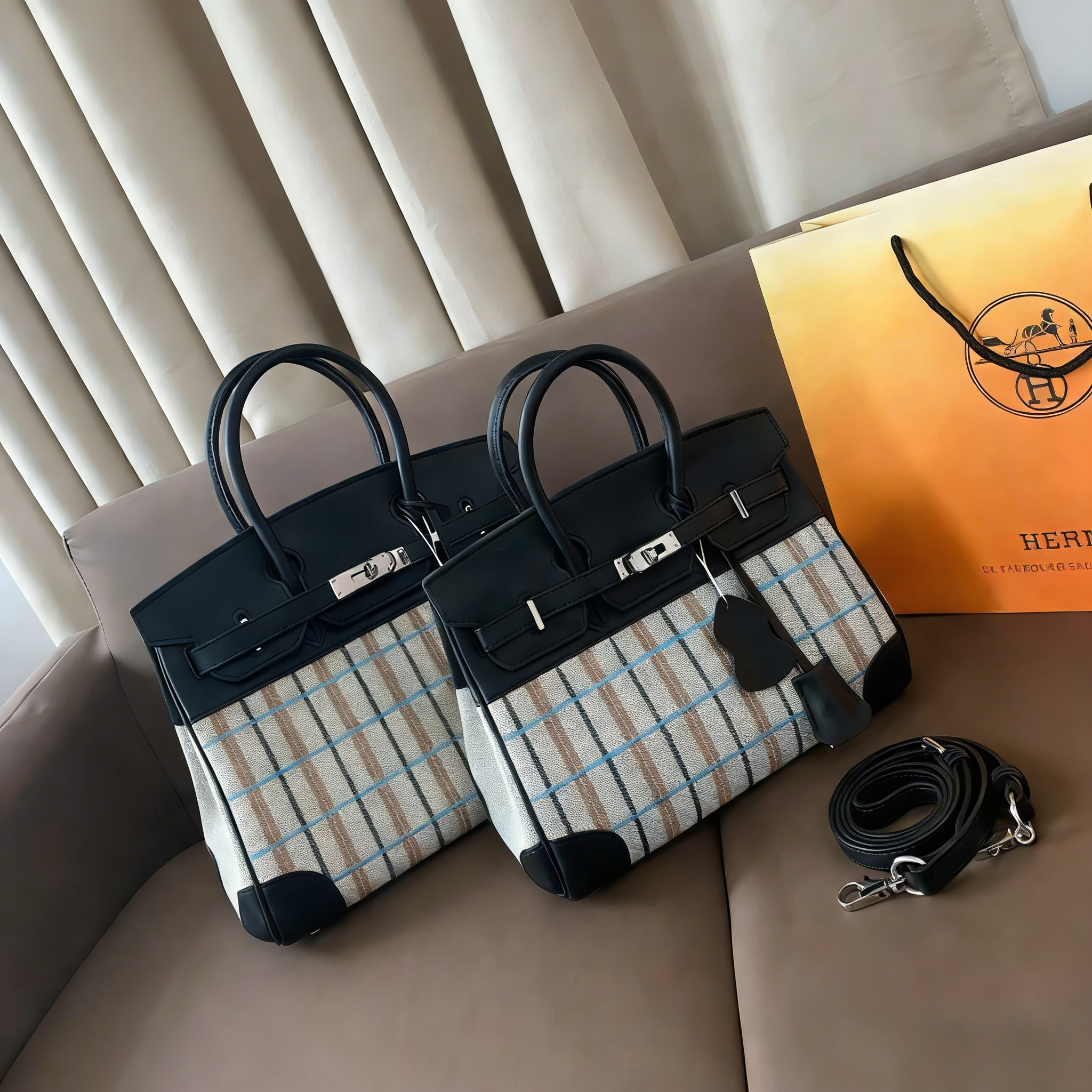 HE Birkin Color-Block Canvas Tote YVTS020301