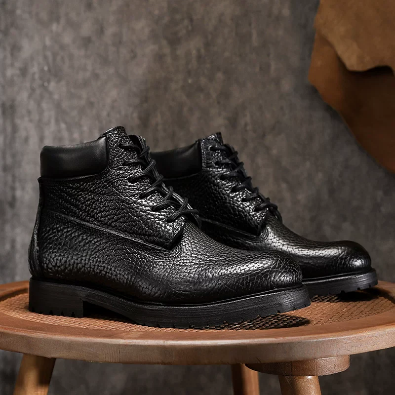Goodyear bison leather tooling locomotive Martin rhubarb boots