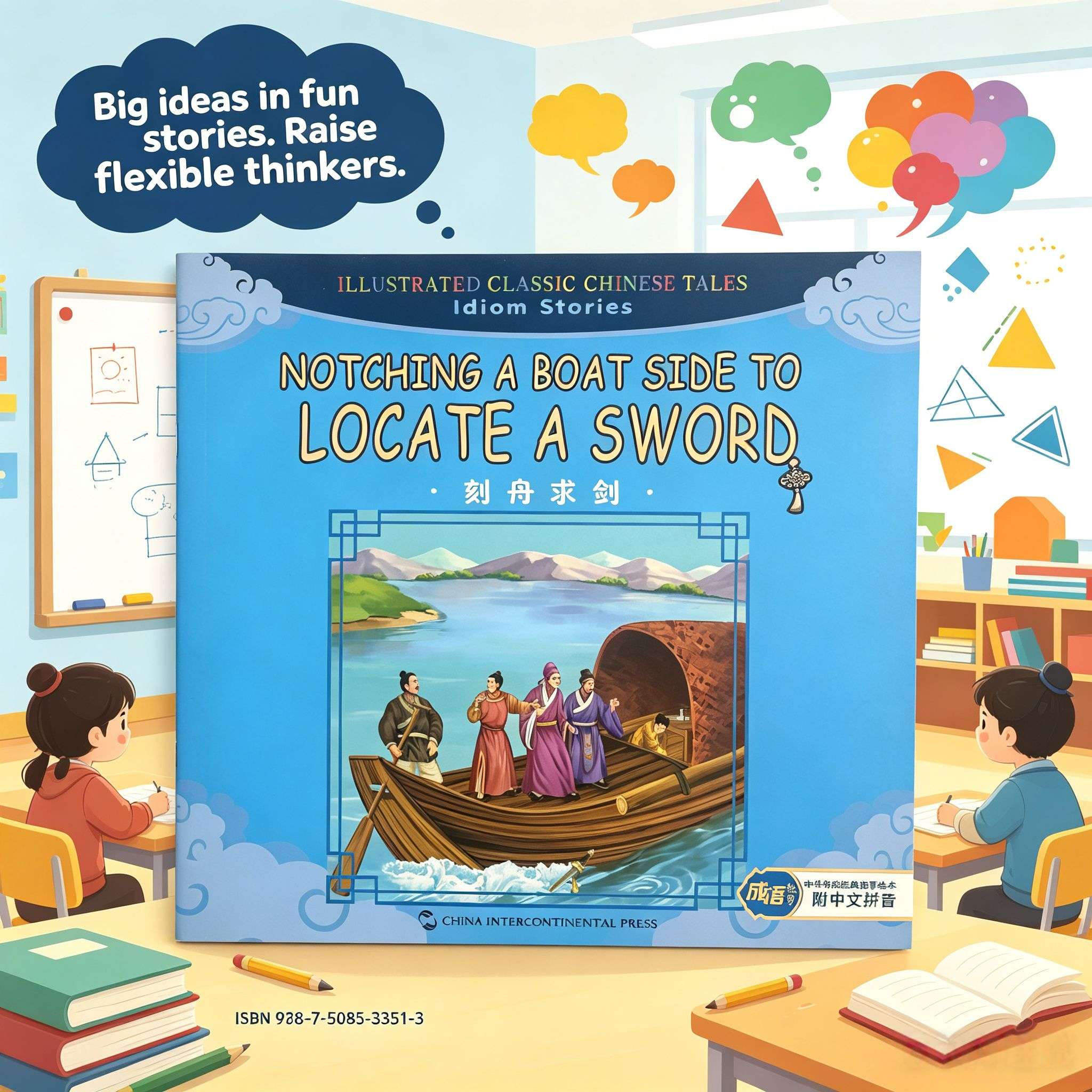 Notching A Boat Side To Locate A Sword: Bilingual Chinese-English Picture Book (Illustrated Classic Chinese Tales: Idioms Stories) with Pinyin