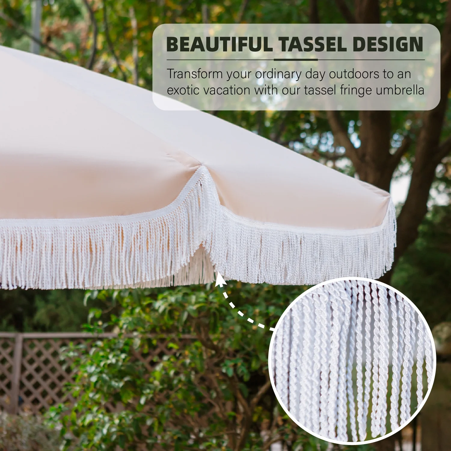 Summit Living 9FT Offset Patio Umbrella with Crank and Cross Base, Beige