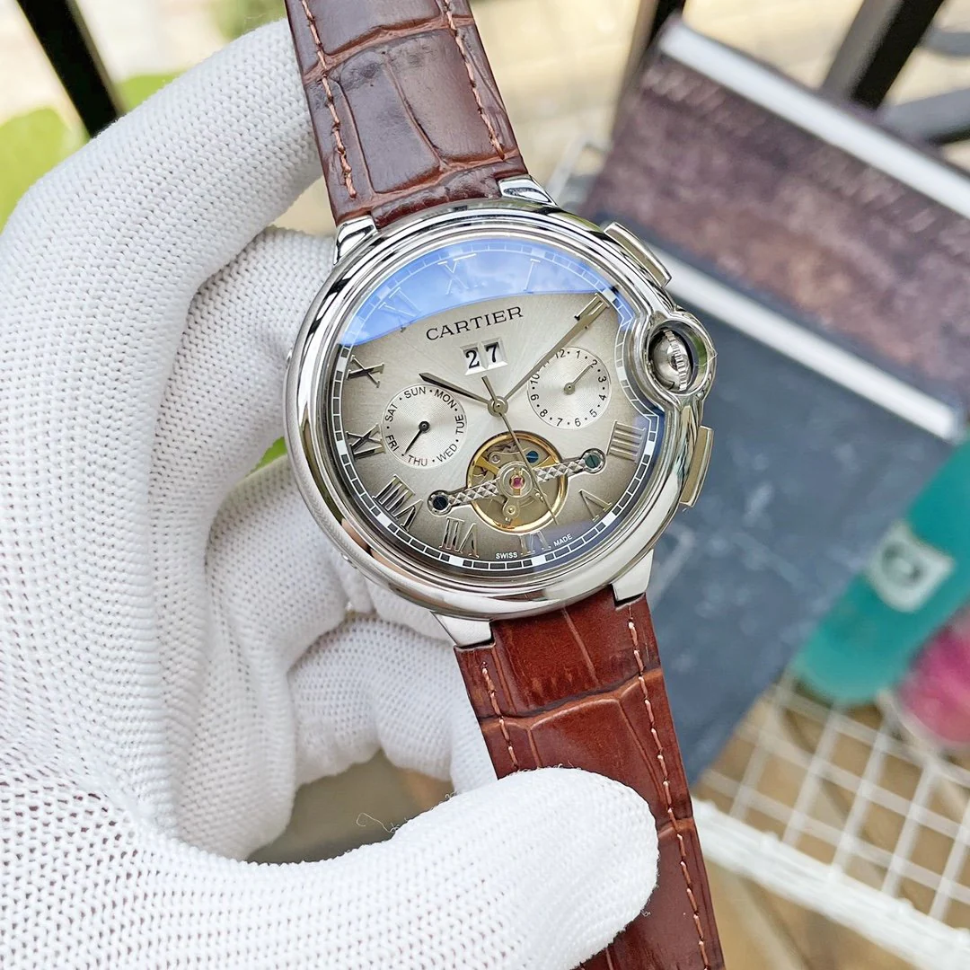 Cartier Watch BALLON BLEU DAY-DATE ANNUAL CALENDAR 42 LEATHER STRAP