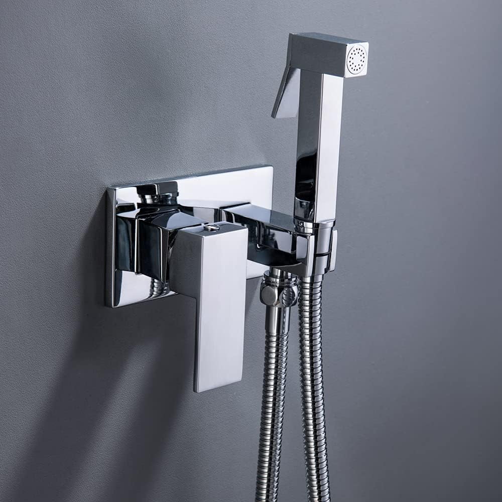 Hand Held Bidet Faucet for Toilet, Wall Warm Water Faucet Sprayer Kit with Hot and Cold Water Portable Single Handle Concealed Cloth Diaper Shower Attachment
