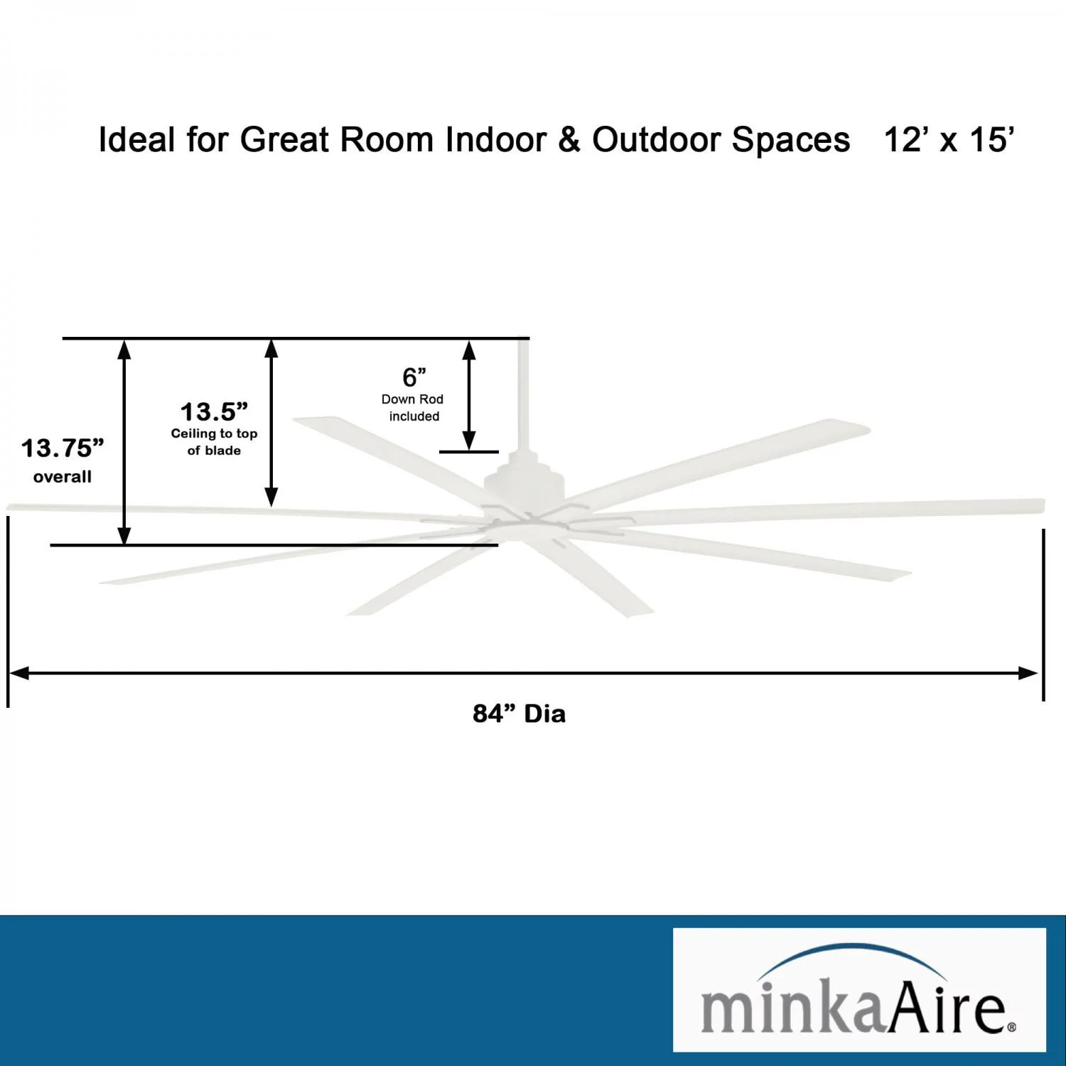 Minka Aire Fans - Xtreme H2O - Outdoor Ceiling Fan in Transitional Style - 13.5