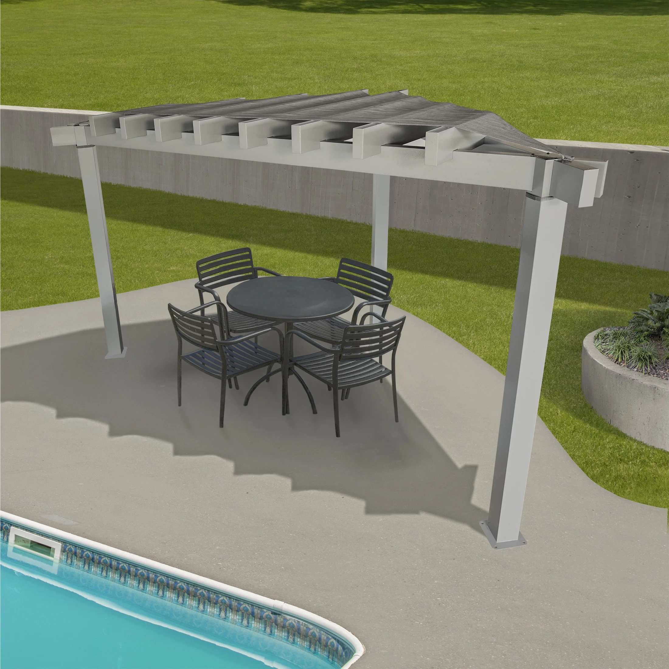 Sojag Rustproof Aluminum Frame Pergola, PVC-Coated Canopy for UV Protection, Contemporary Design for Garden or Yard, 10' x 10', Lima Grey
