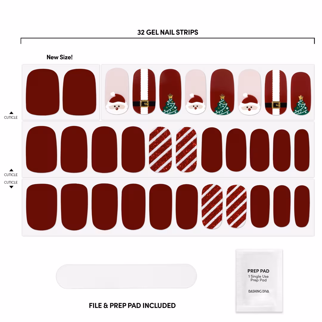 Dashing Diva  GLOSS, Gel Nail Strips, Santa's Little Mani