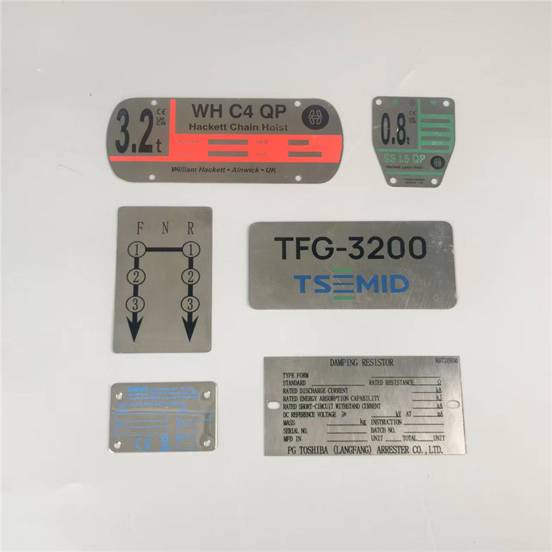 Stainless steel nameplates, sign-making machinery, cable identification tags, machine tool panel signs