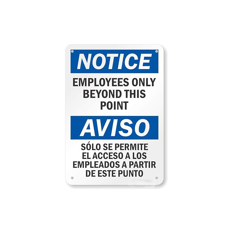Directly supplied by cross-border manufacturers for employees, bilingual Spanish sign, aluminum reflective sign, blue