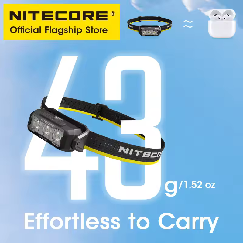 NITECORE HA15 UHE AA Headlamp Multipurpose Ultra Lightweight 400 Lumens for Night Running Camping Fishing Trekking Road Trip