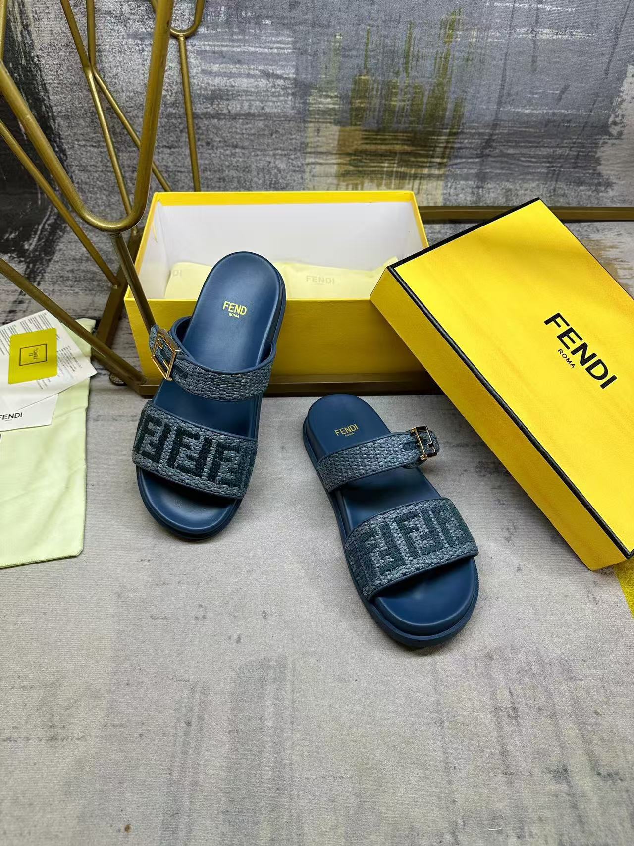 Fendi Double-Strap Flat Sandals