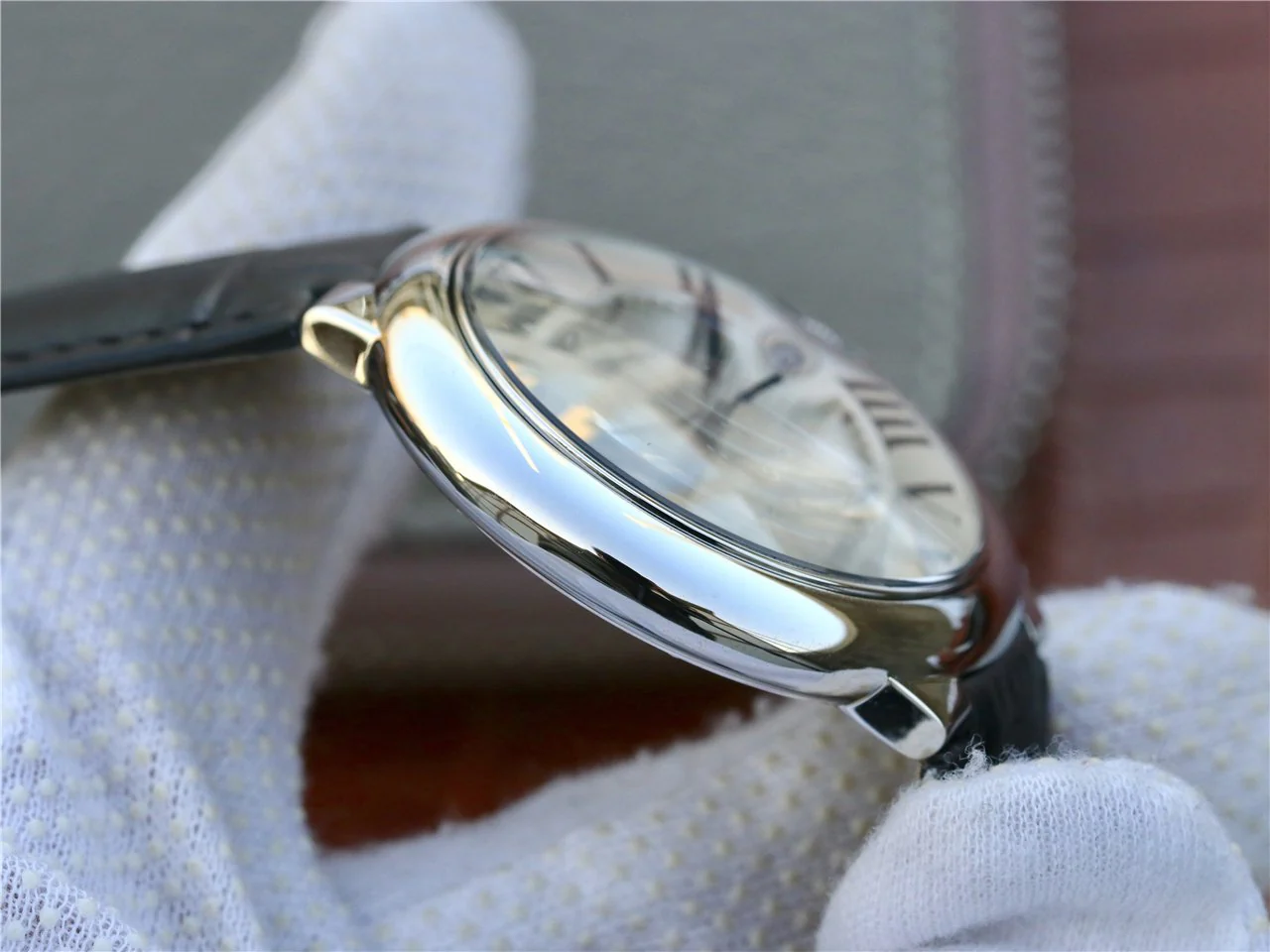 Cartier Watch BALLON BLEU DATE 42 SILVER DIAL BLACK BRACELET