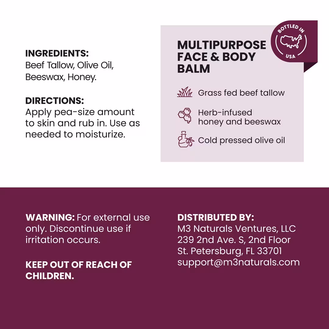 M3  Unscented Beef Tallow Balm + Body Gua Sha Set