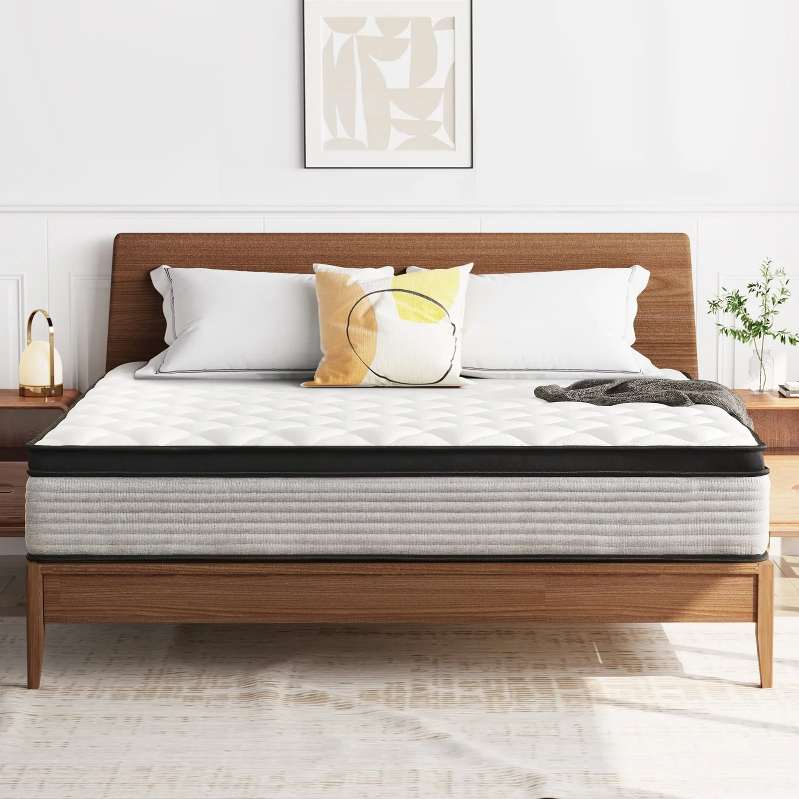 Queen Mattress，Madinog 12 inch Queen Size Innerspring Mattress, Hybrid Mattress in a Box