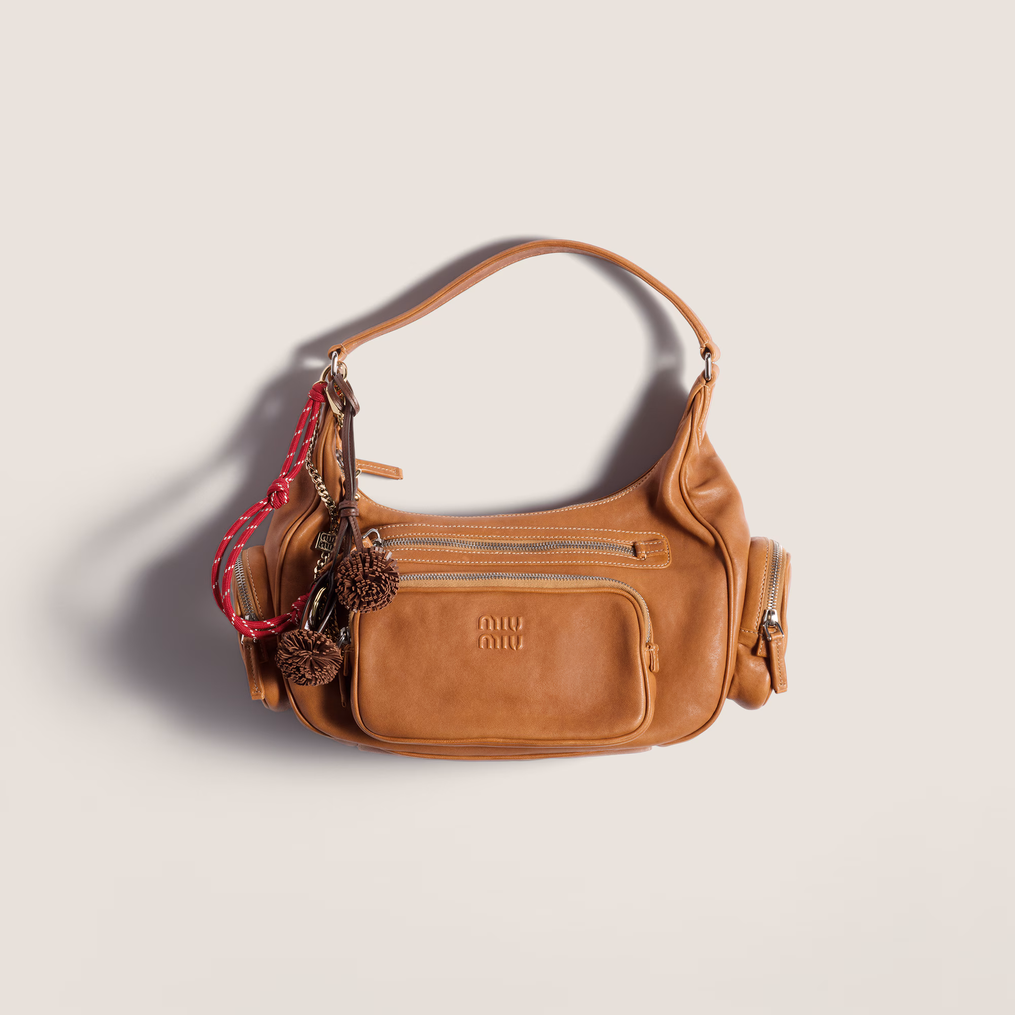Pocket nappa leather bag Caramel