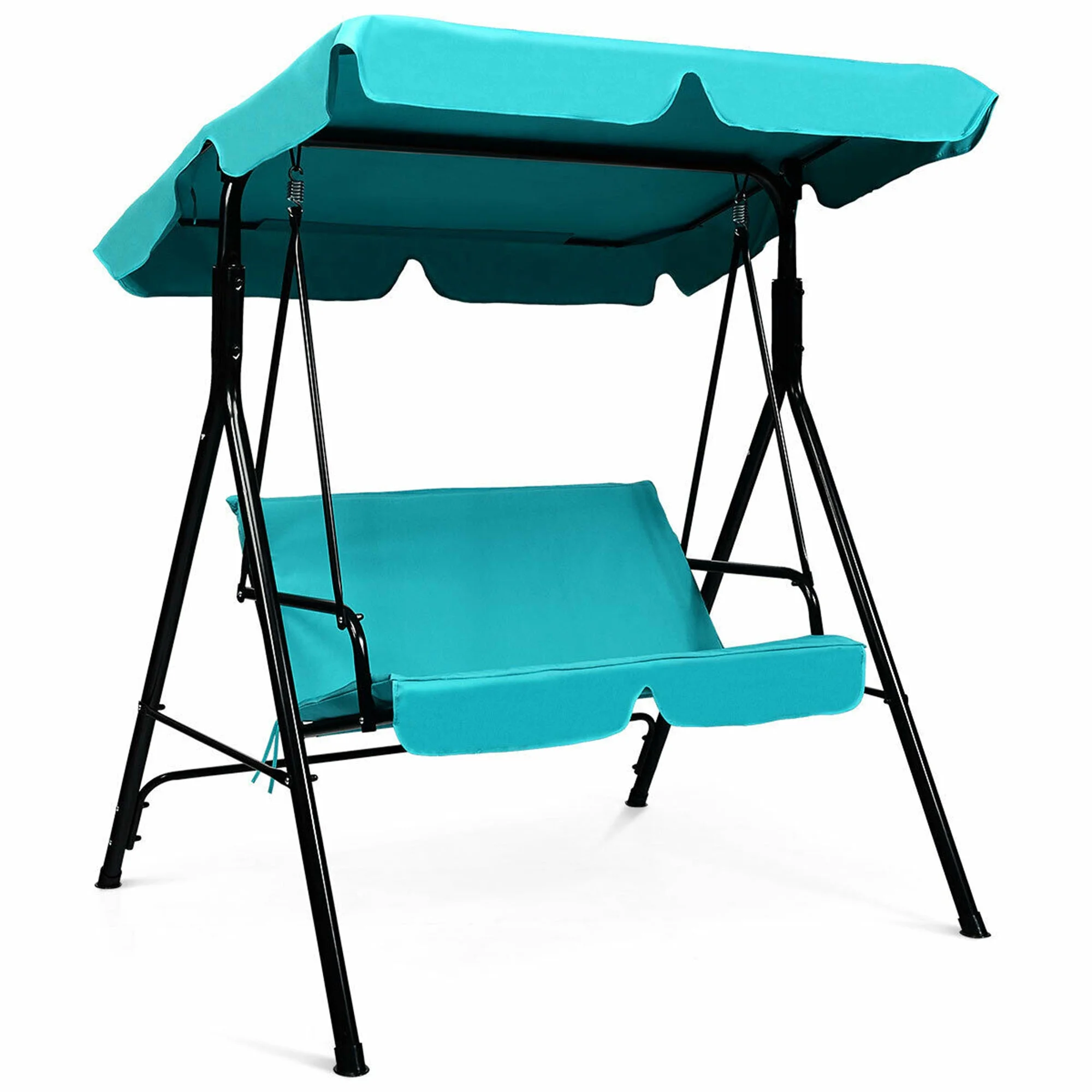Gymax Blue Outdoor Swing Canopy Patio Swing Chair 2-Person Canopy Hammock