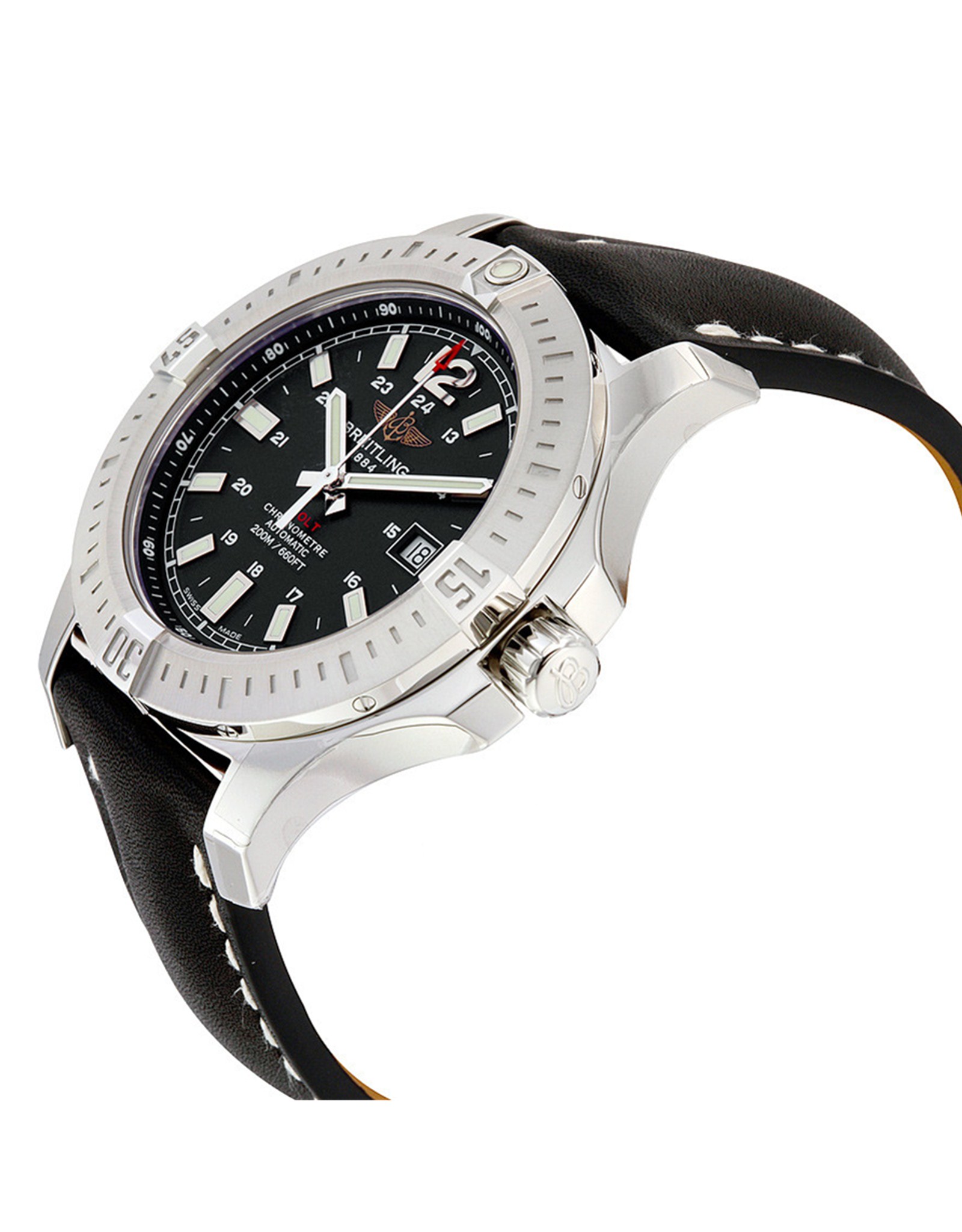 Replica Breitling Colt Black Dial Leather Strap Watch A1738811 BD44BKLT