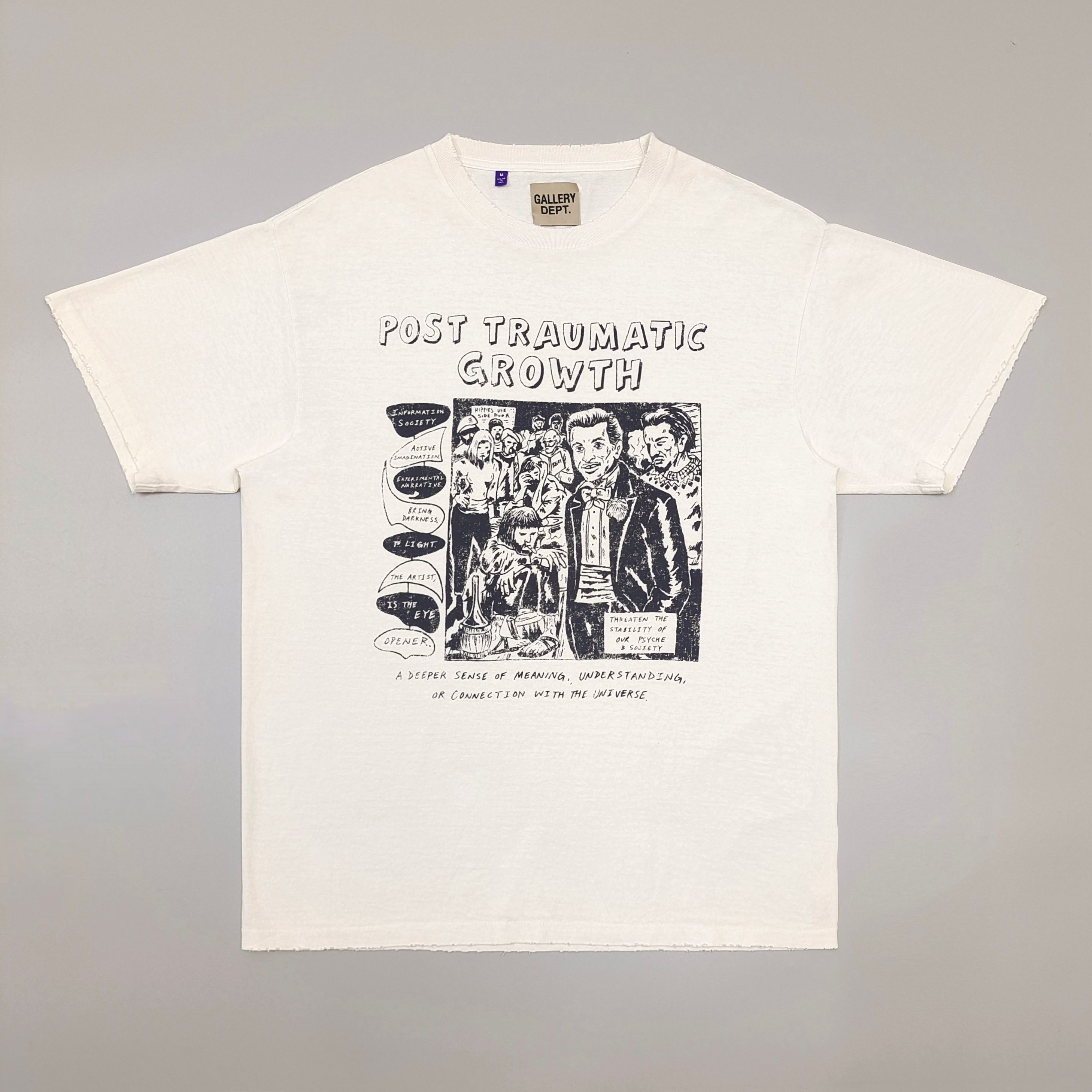 White vintage historical scene comic print short-sleeved shirt