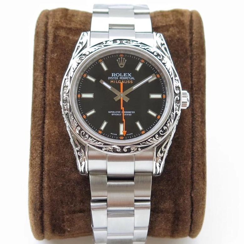 Rolex Watch MILGAUSS 40 HAND ENGRAVED CASE BLACK DIAL Watch