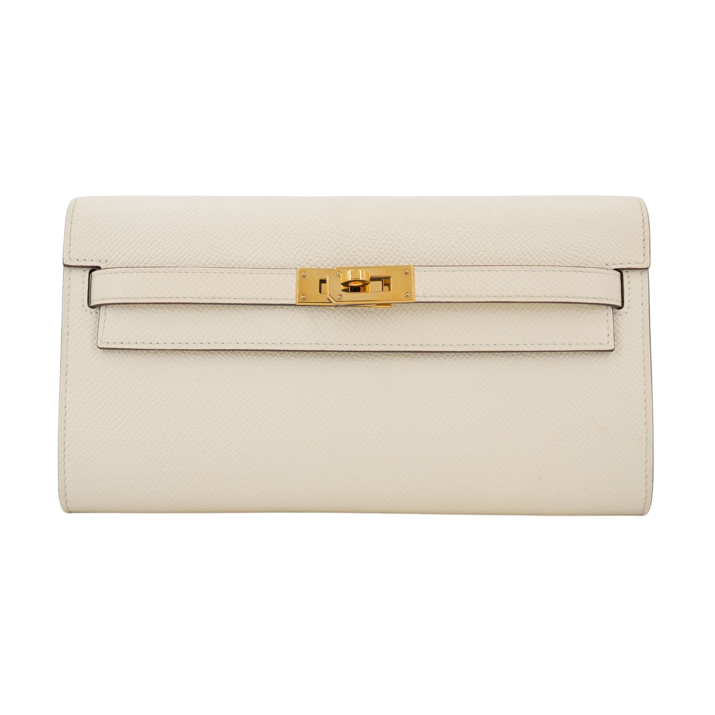 Hermes Kelly Wallet to Go Gold Hardware