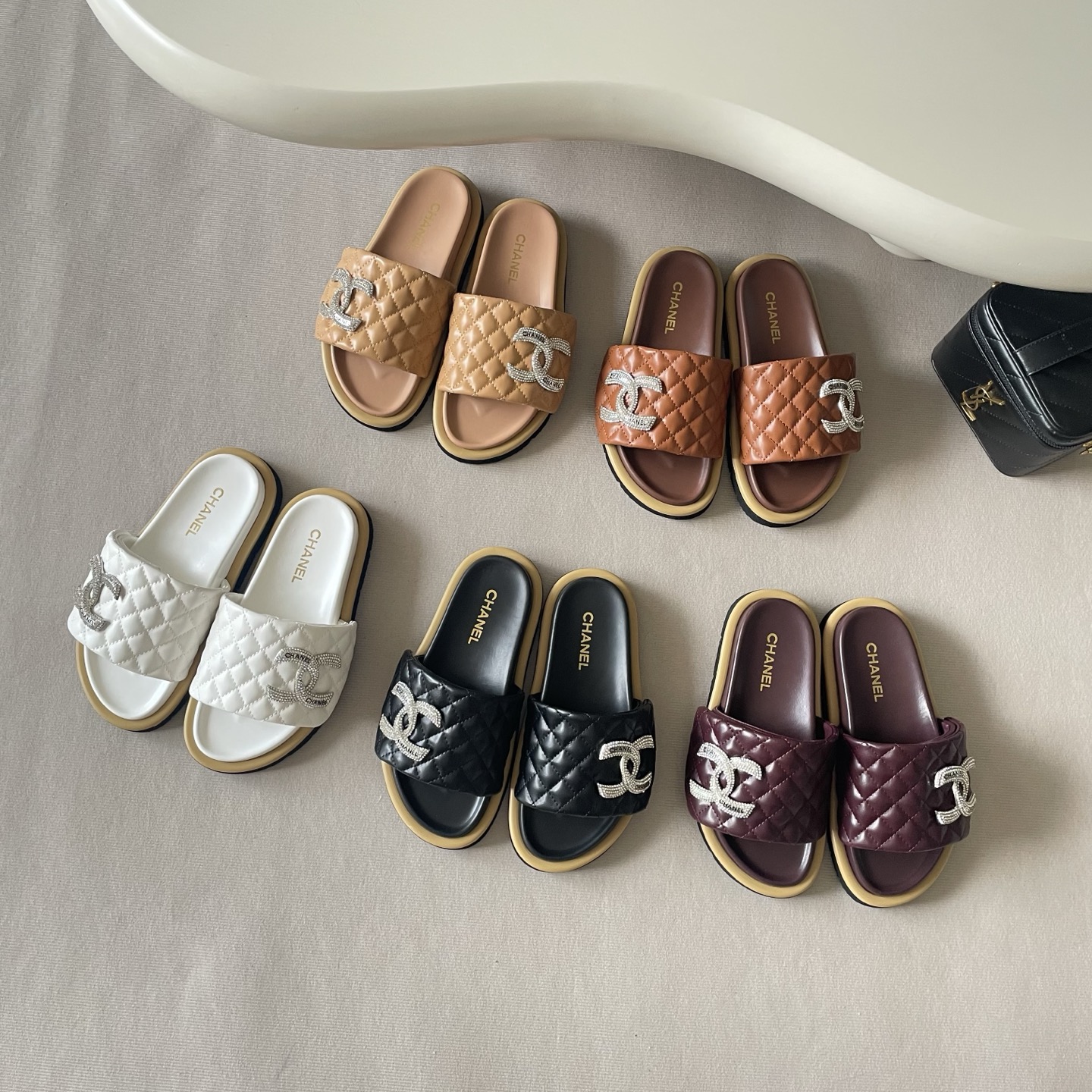 Chanel Women CC Platform Slide Sandals