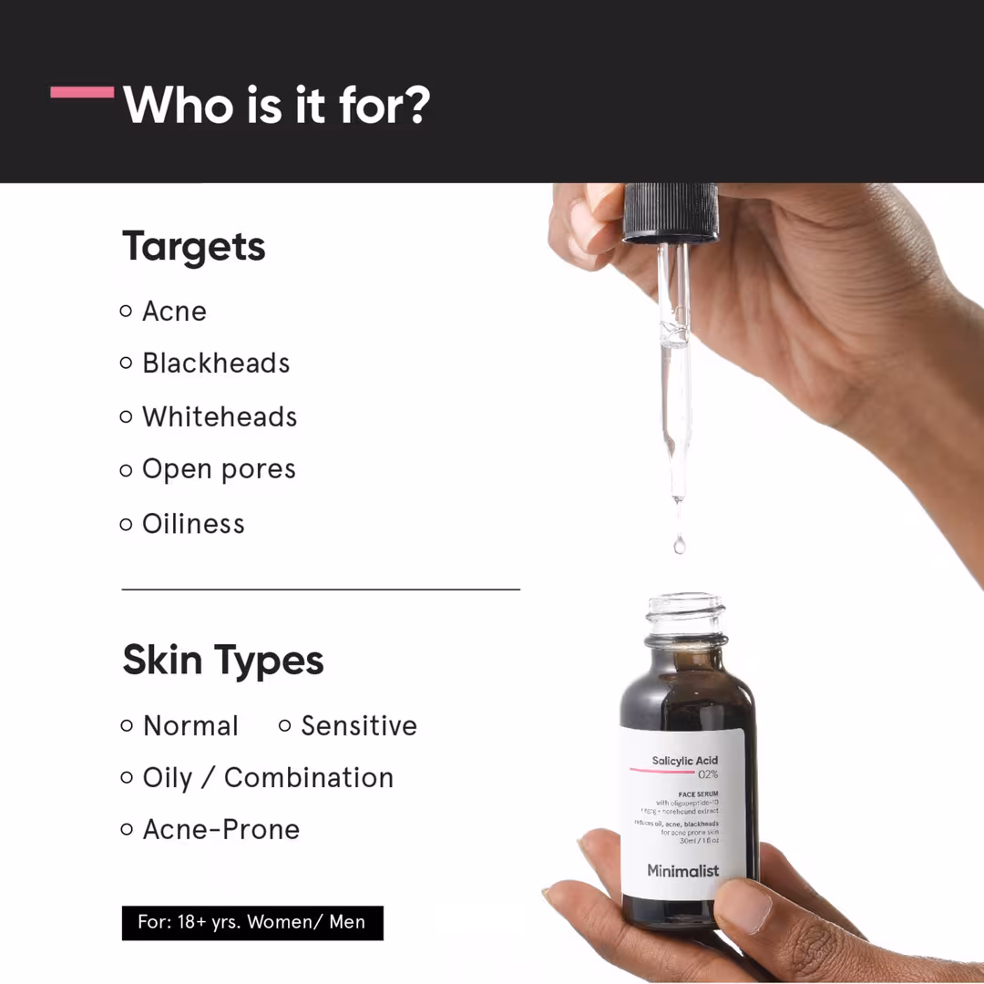 Minimalist  Salicylic Acid 02% Face Serum, Reduces Blackheads, Acne & Open Pores