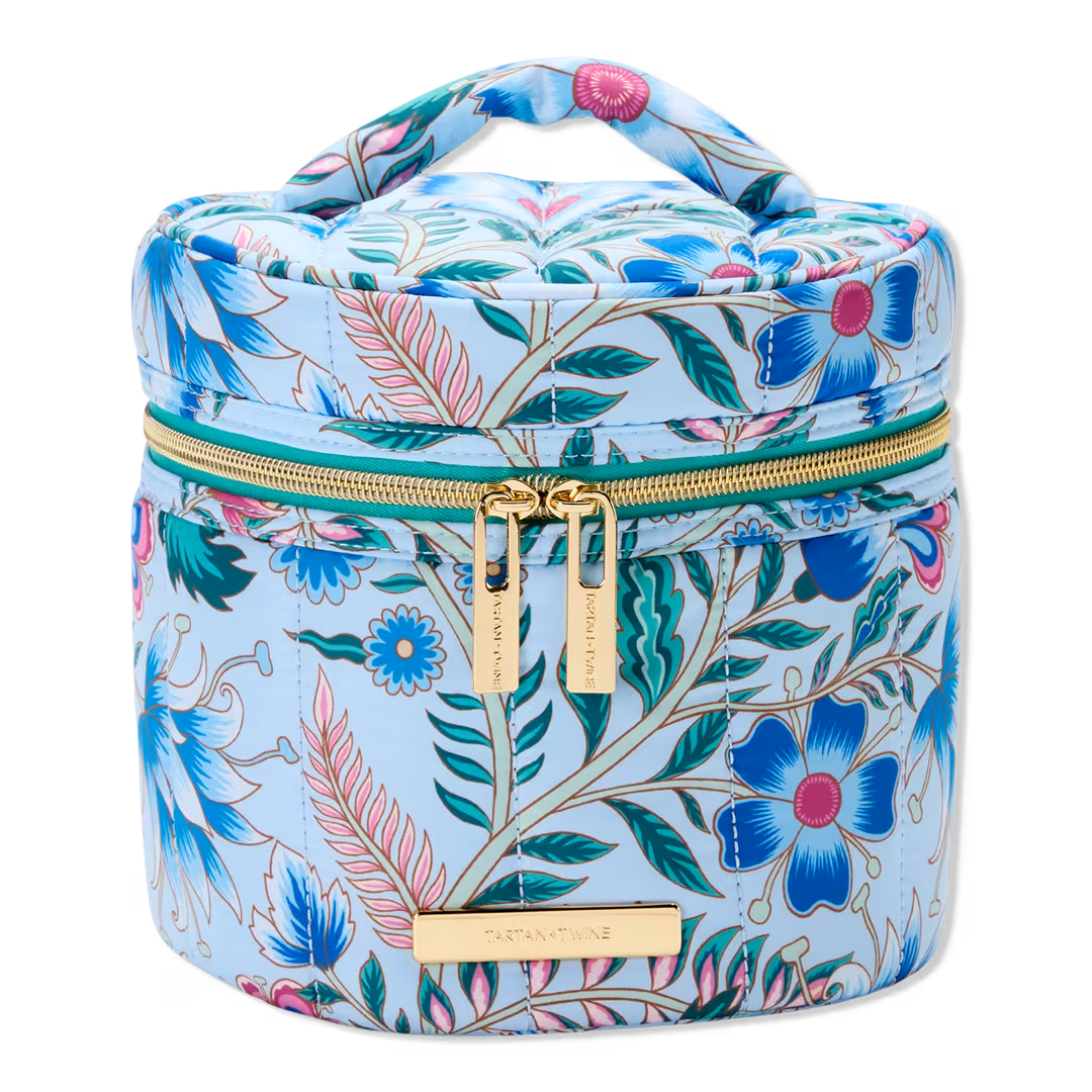 Tartan + Twine  Blue Floral Round Train Case